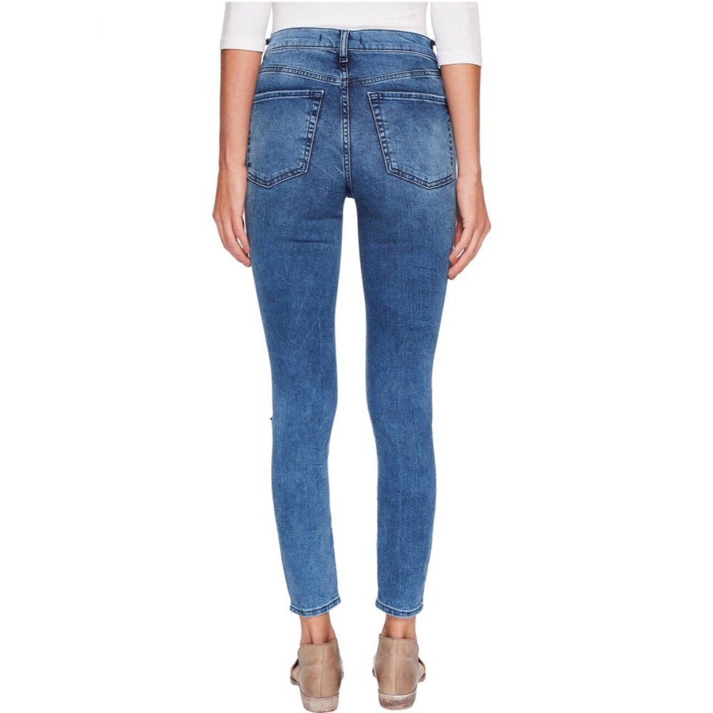 Free People Turquoise Busted Skinny Jeans - Picture 2 of 7